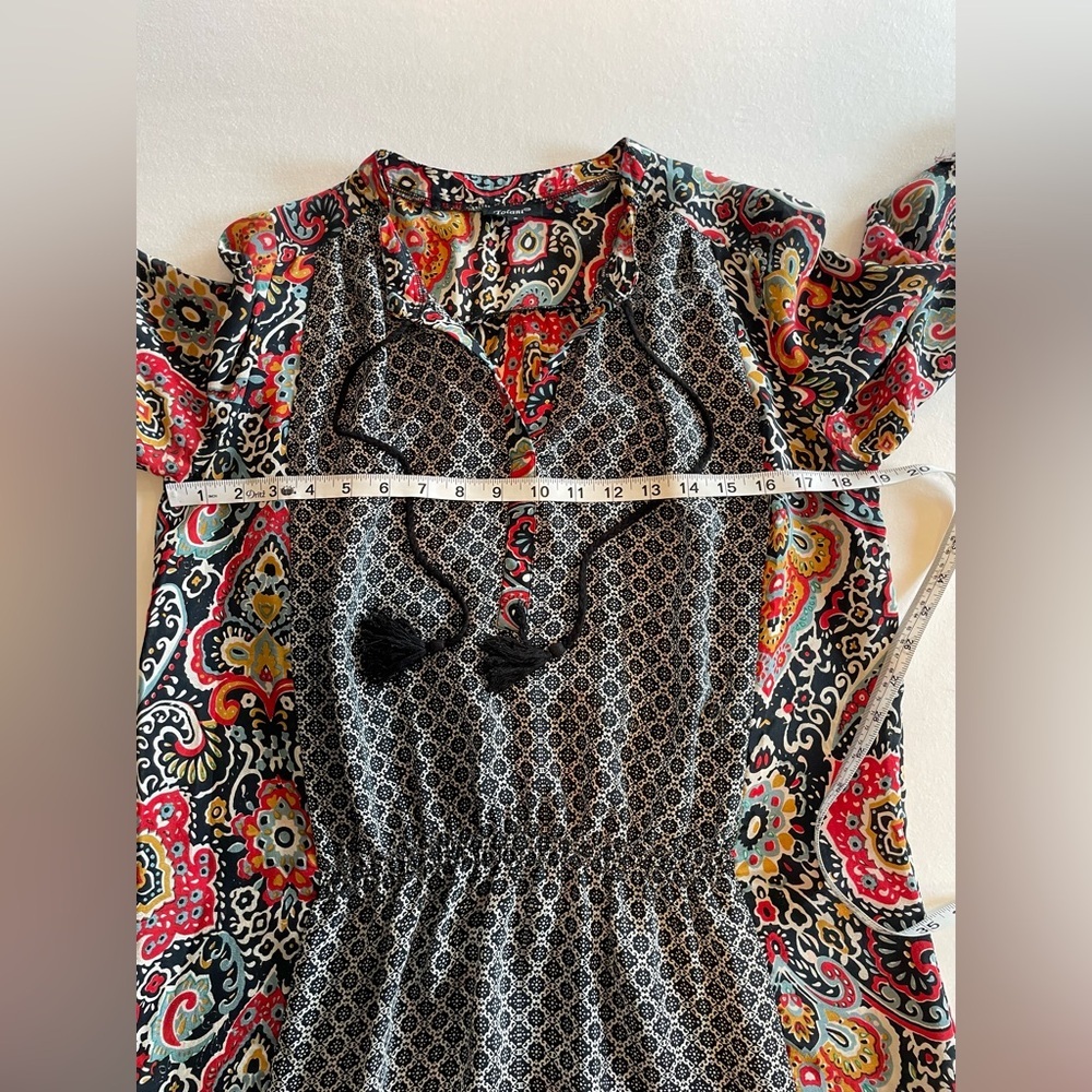 New Tolani 100% silk three-quarter sleeve colorful paisley shift dress size S - Picture 6 of 7